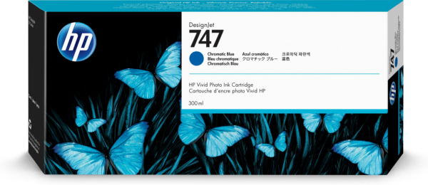 HP 747 300-ml Chromatic Blue DesignJet Ink Cartridge cartucho de tinta 1 pieza(s) Original Rendimiento estándar Azul cromático