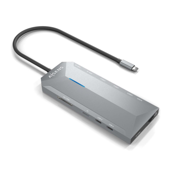 AISENS ASUC-12P005-GR base para portátil y replicador de puertos Alámbrico USB 3.2 Gen 1 (3.1 Gen 1) Type-C